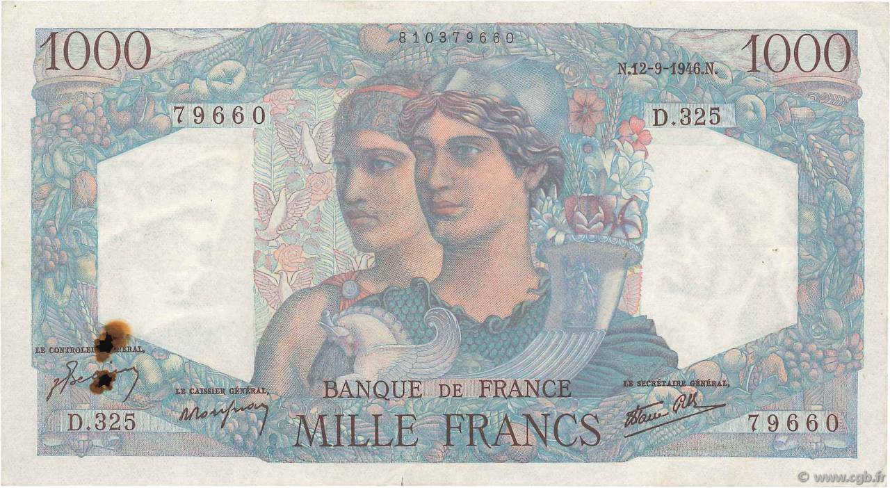 1000 Francs MINERVE ET HERCULE FRANCIA  1946 F.41.16 BB