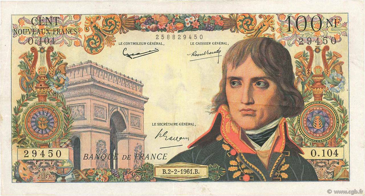 100 Nouveaux Francs BONAPARTE FRANKREICH  1961 F.59.10 fSS