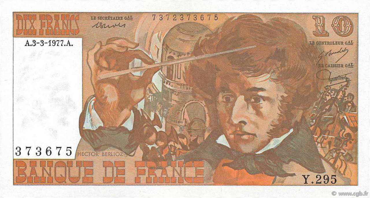 10 Francs BERLIOZ FRANCE  1977 F.63.21 AU