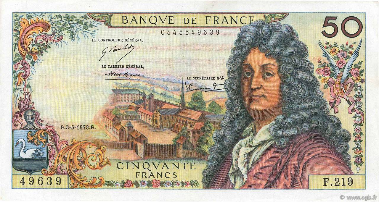 50 Francs RACINE FRANCIA  1973 F.64.23 SPL+