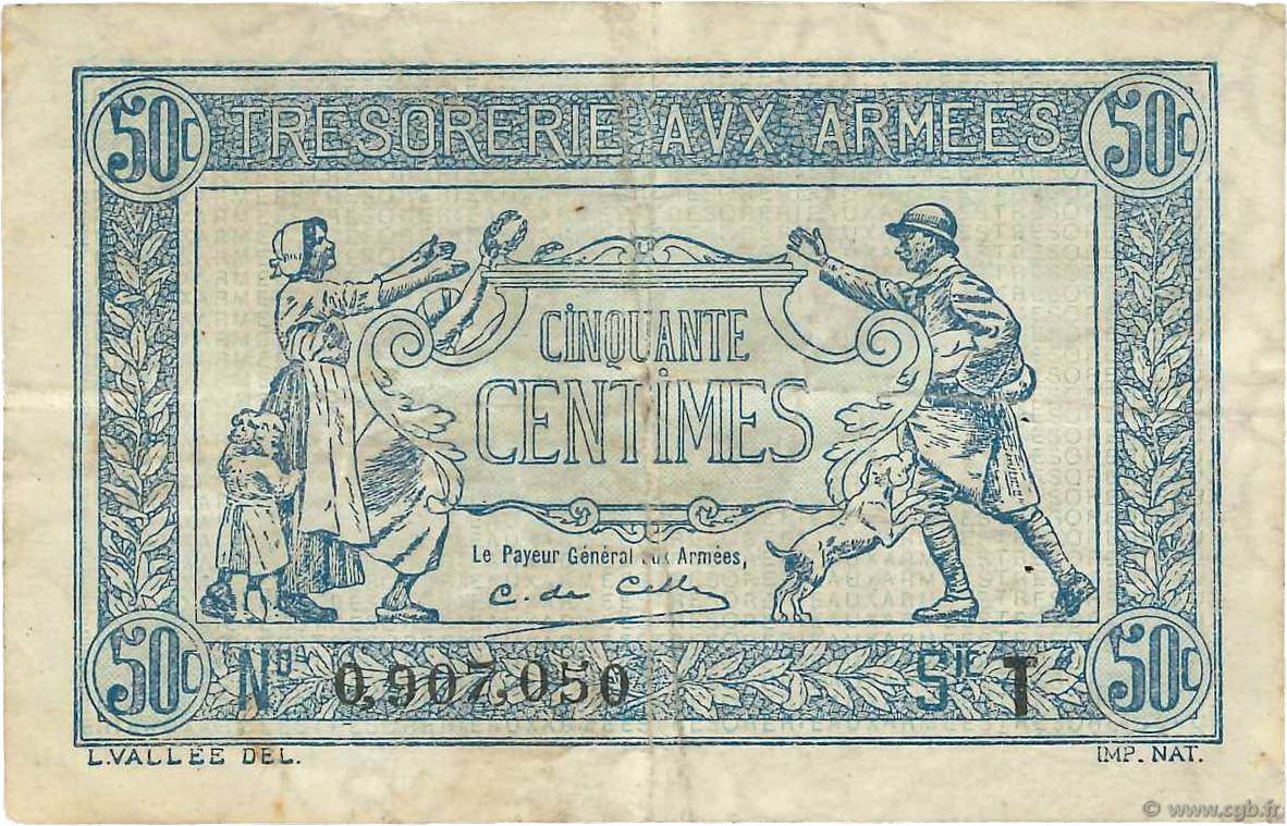 50 Centimes TRÉSORERIE AUX ARMÉES 1919 FRANKREICH  1919 VF.02.03 fSS