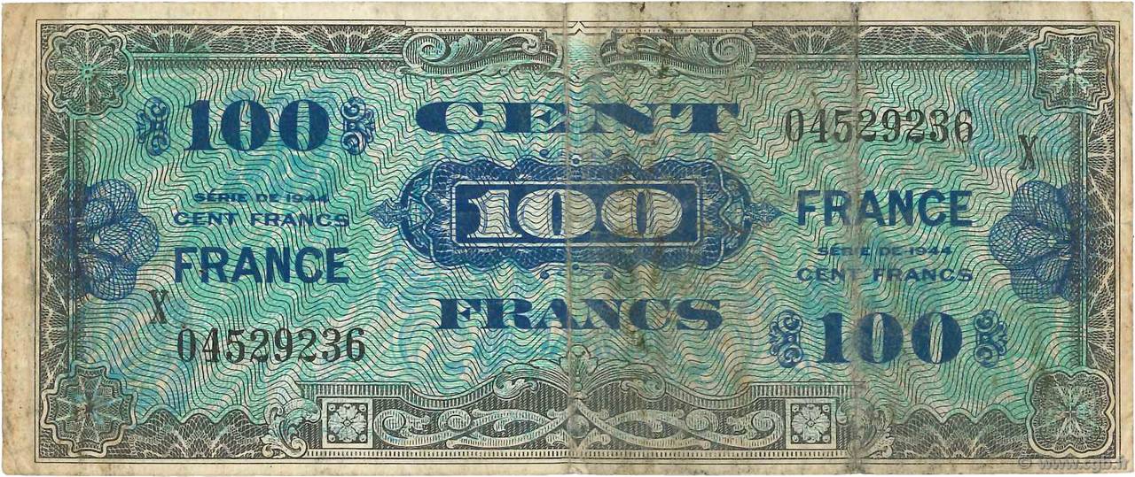 100 Francs FRANCE FRANKREICH  1945 VF.25.11 S