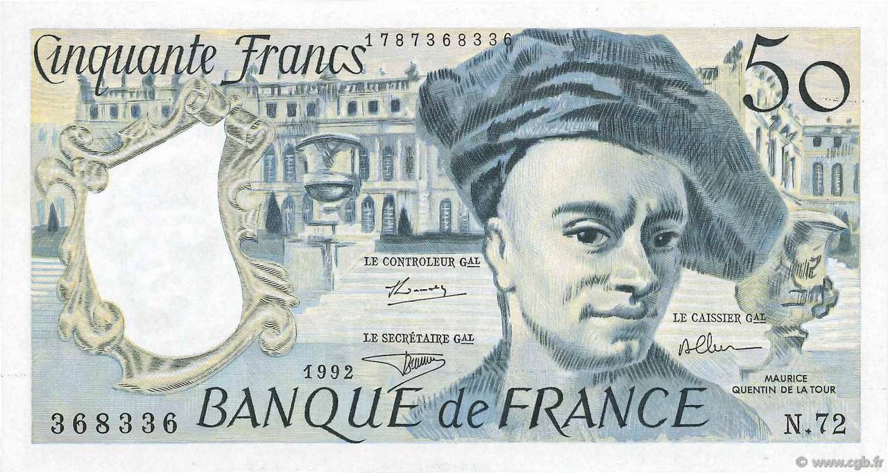 50 Francs QUENTIN DE LA TOUR FRANCIA  1992 F.67.18 q.AU