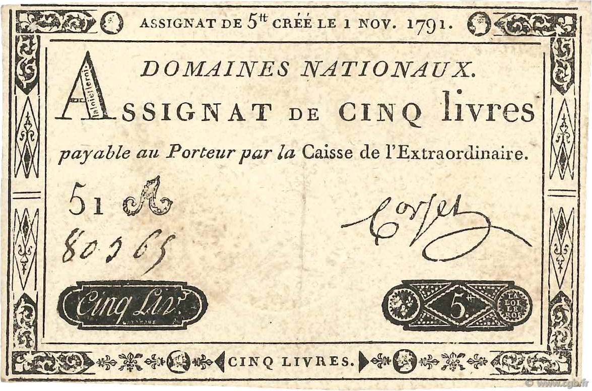 5 Livres FRANCIA  1791 Ass.20a BB