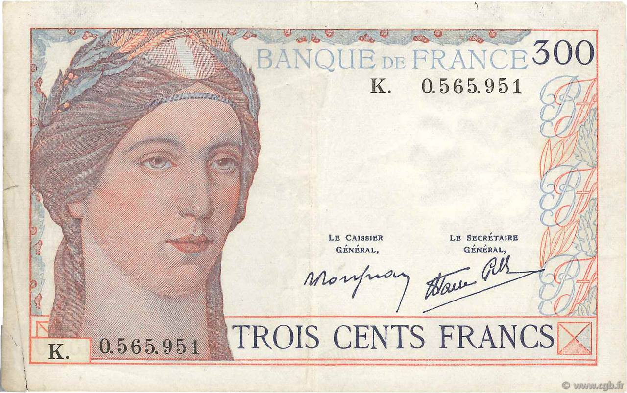 300 Francs FRANKREICH  1938 F.29.01 fSS