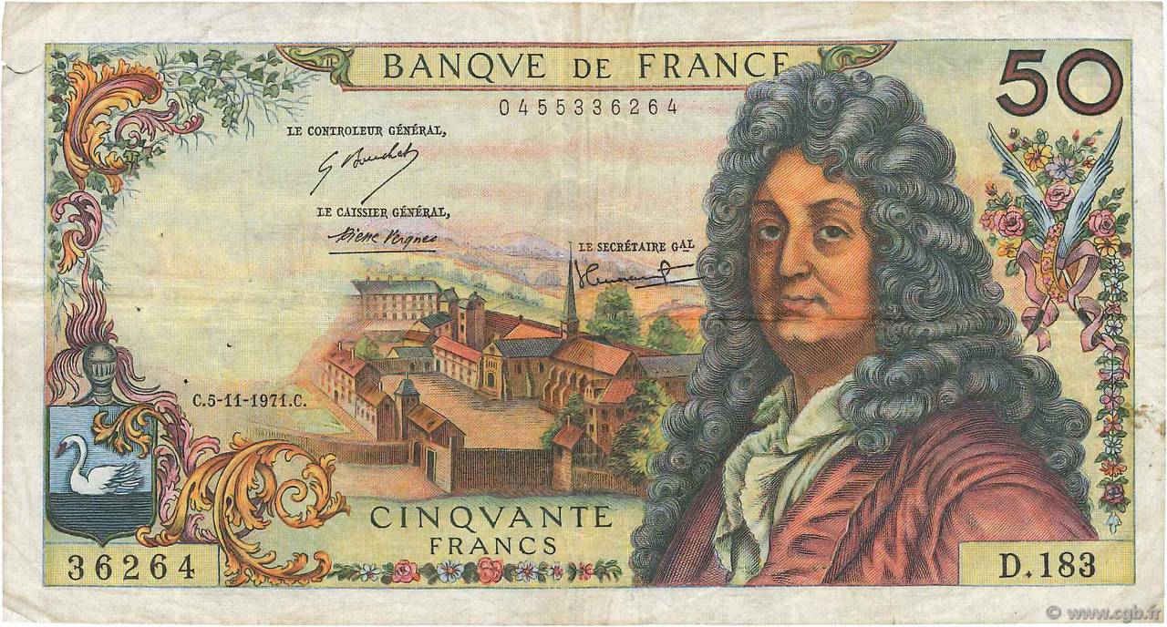 50 Francs RACINE FRANCIA  1971 F.64.19 MB