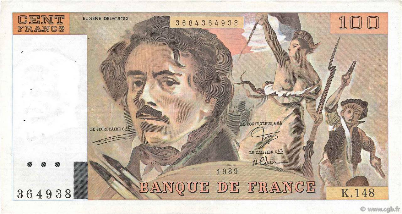 100 Francs DELACROIX modifié FRANCIA  1989 F.69.13c BB