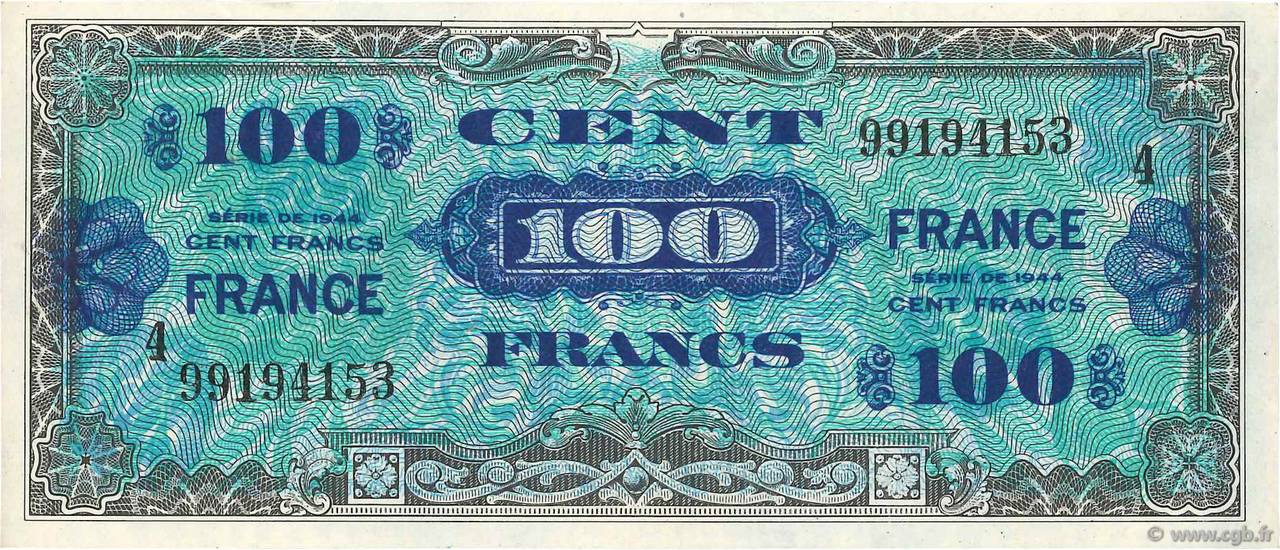 100 Francs FRANCE FRANCE  1945 VF.25.04 XF