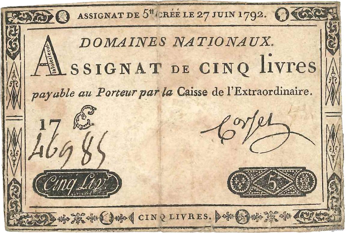 5 Livres FRANCIA  1792 Ass.30a RC+