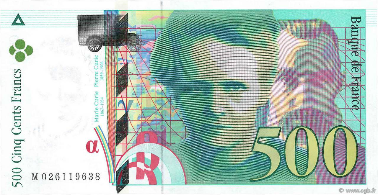500 Francs PIERRE ET MARIE CURIE FRANCE  1994 F.76.01 pr.NEUF