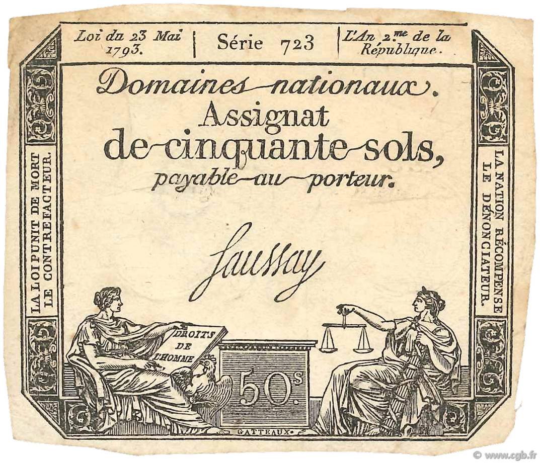 50 Sols FRANCE  1793 Ass.42c TTB