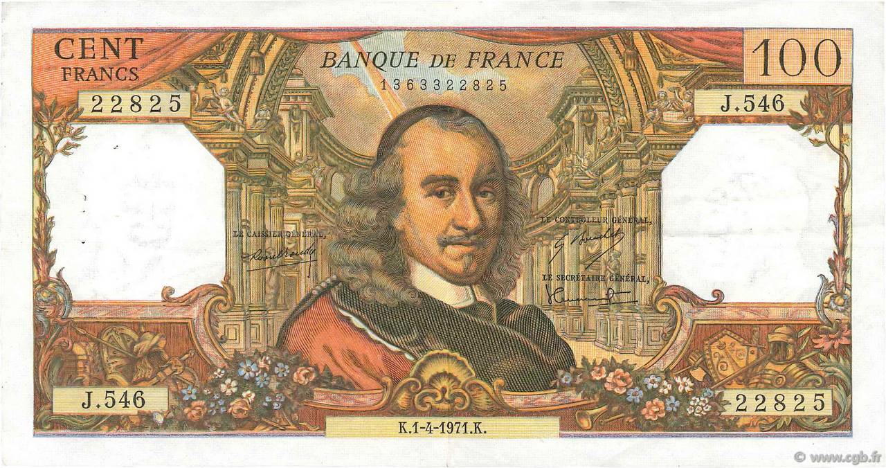 100 Francs CORNEILLE FRANCE  1971 F.65.35 TTB