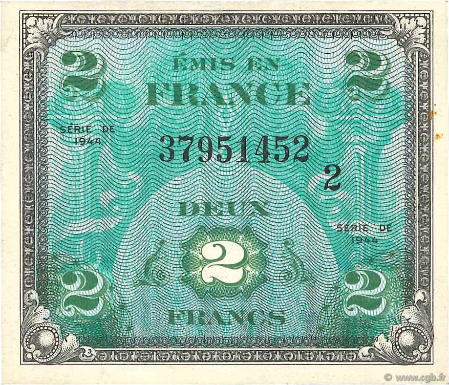 2 Francs DRAPEAU FRANKREICH  1944 VF.16.02 fVZ