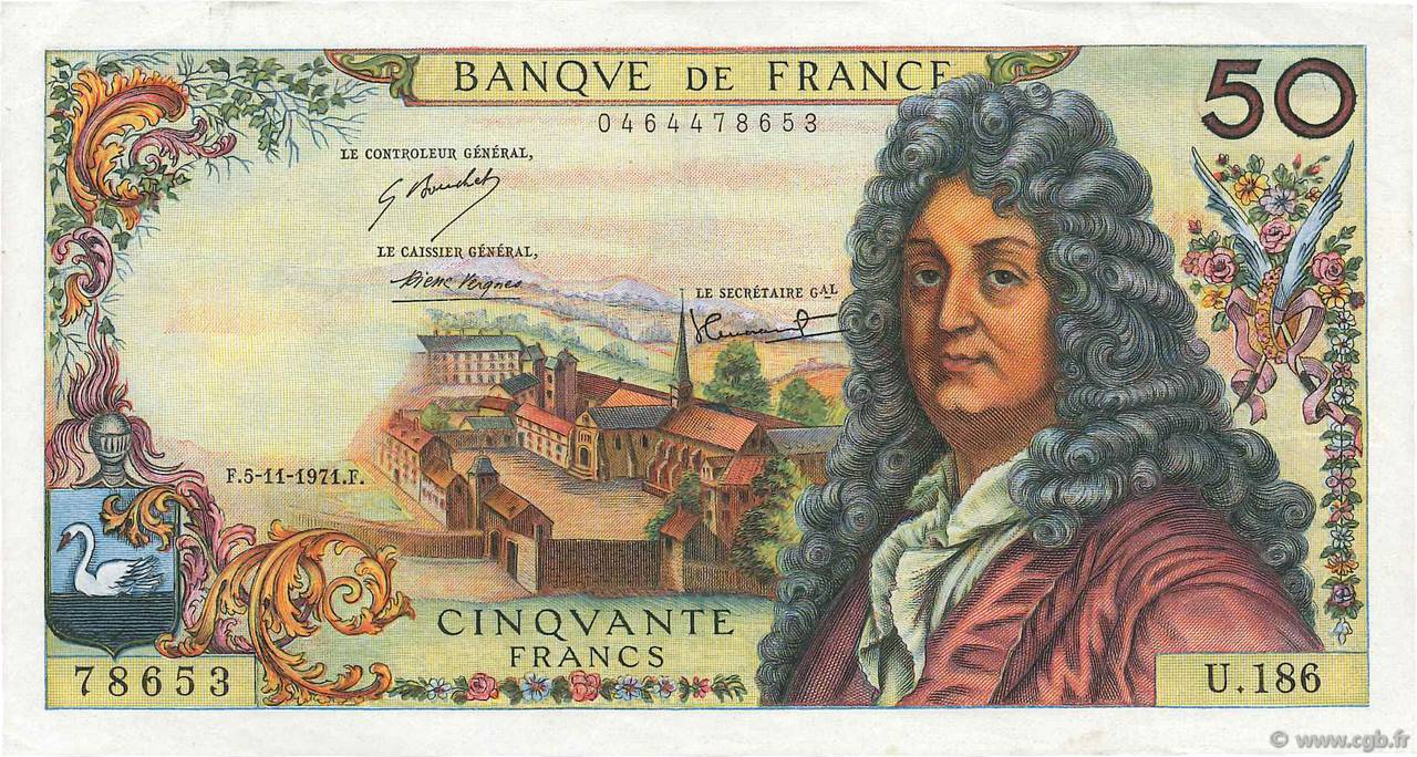 50 Francs RACINE FRANCE  1971 F.64.19 pr.SUP