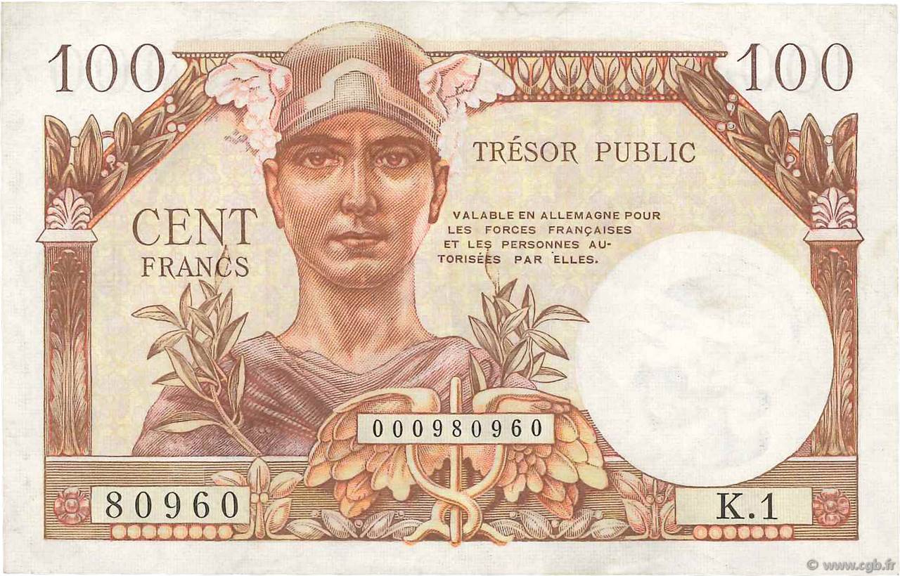 100 Francs TRÉSOR PUBLIC FRANCE  1955 VF.34.01 TTB