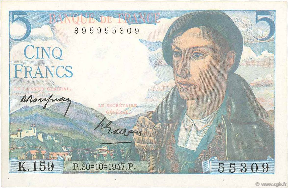 5 Francs BERGER FRANCE  1947 F.05.07a SPL+