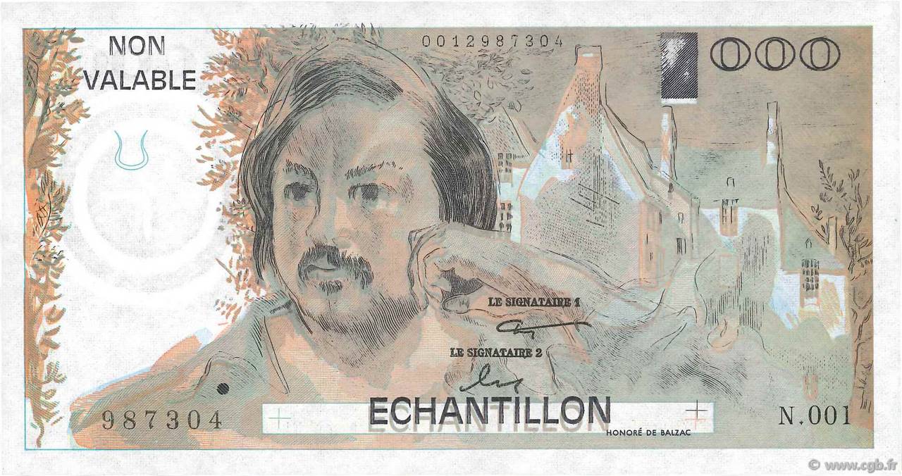 1000 Francs BALZAC Échantillon FRANCE  1980 EC.1980.01 NEUF