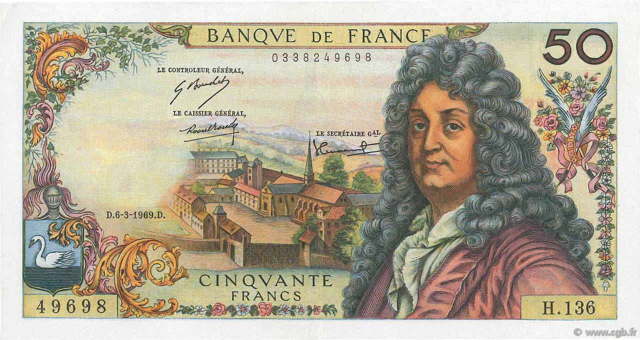 50 Francs RACINE FRANCE  1969 F.64.13 SUP