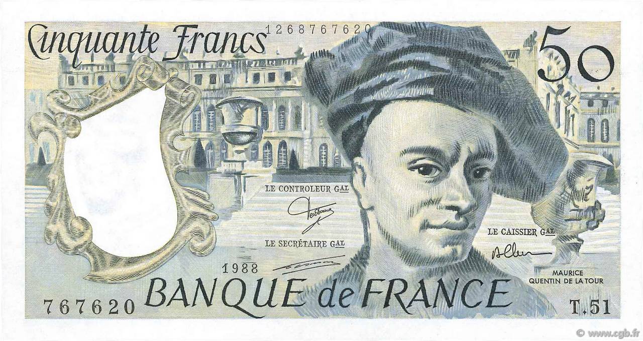 50 Francs QUENTIN DE LA TOUR FRANCE  1988 F.67.14 SPL+
