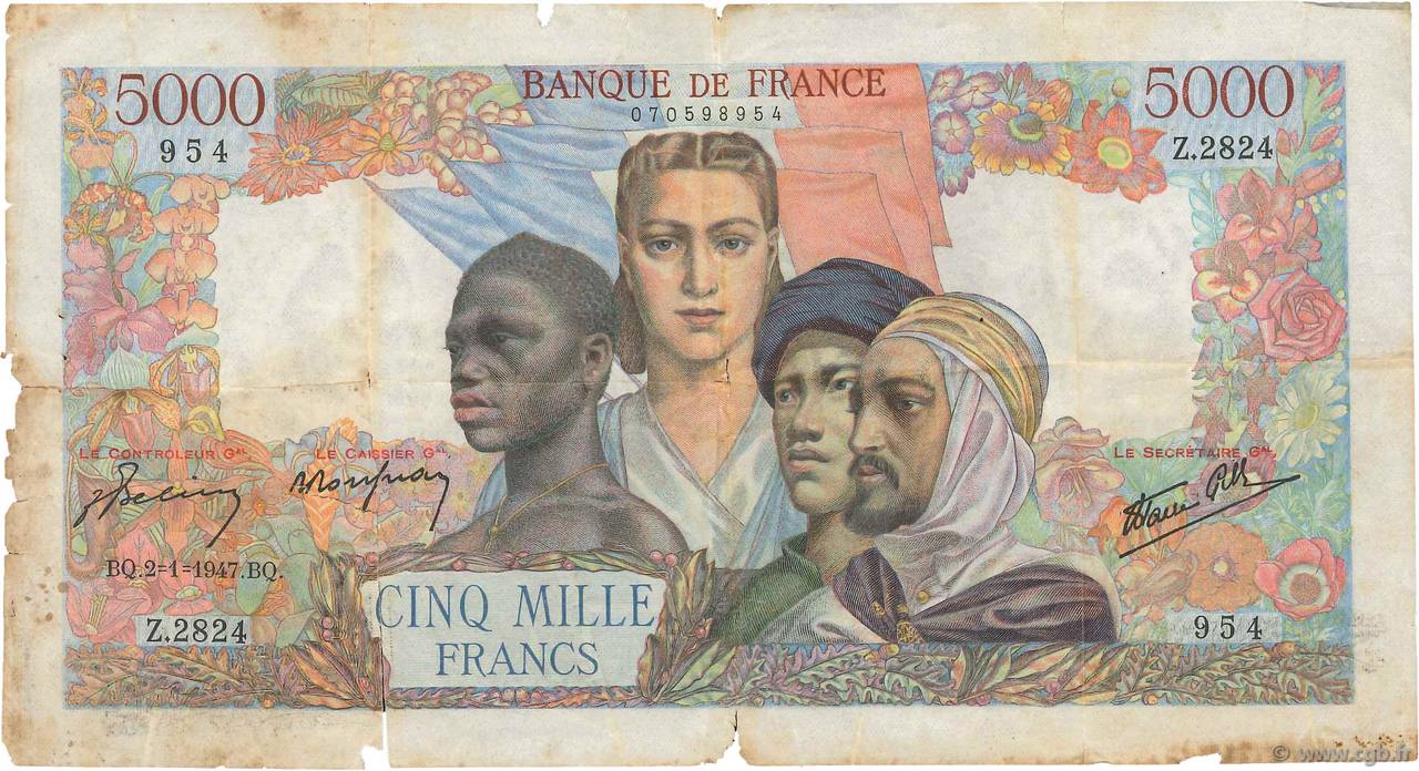 5000 Francs EMPIRE FRANÇAIS FRANCE  1947 F.47.57 P