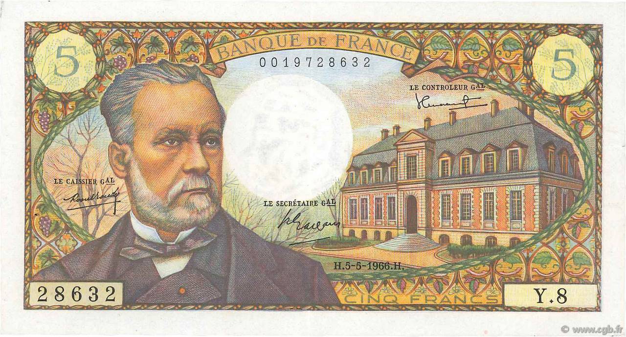 5 Francs PASTEUR FRANCE  1966 F.61.01 SUP