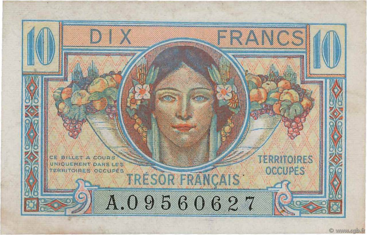 10 Francs TRÉSOR FRANÇAIS FRANCE  1947 VF.30.01 XF+