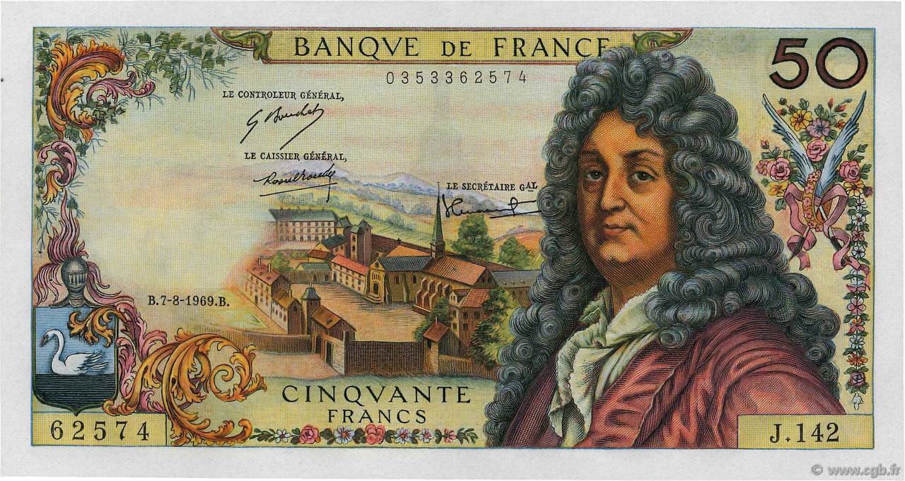 50 Francs RACINE FRANCE  1969 F.64.14 SUP