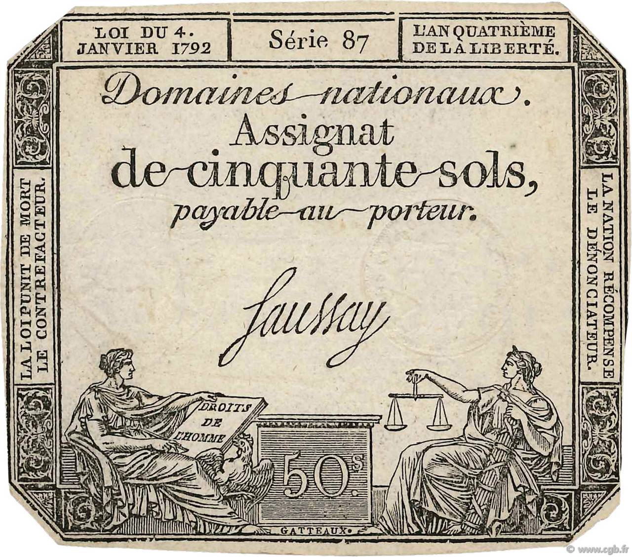 50 Sols FRANCE  1792 Ass.26a TTB