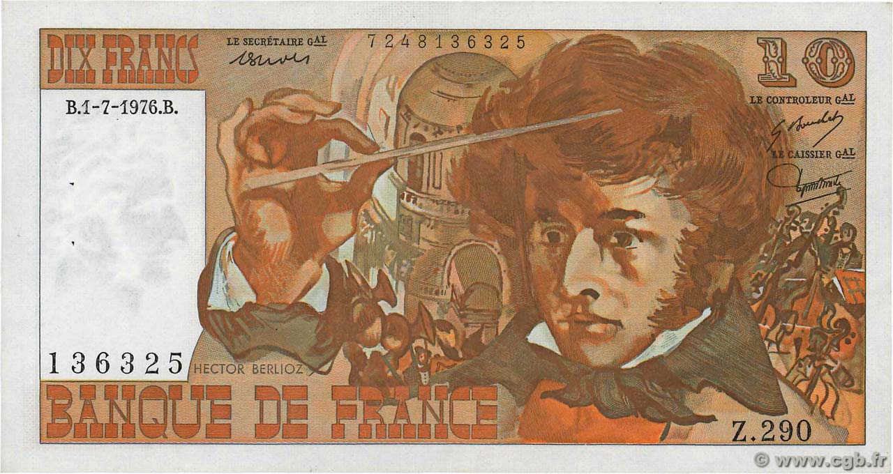 10 Francs BERLIOZ FRANCE  1976 F.63.19 XF