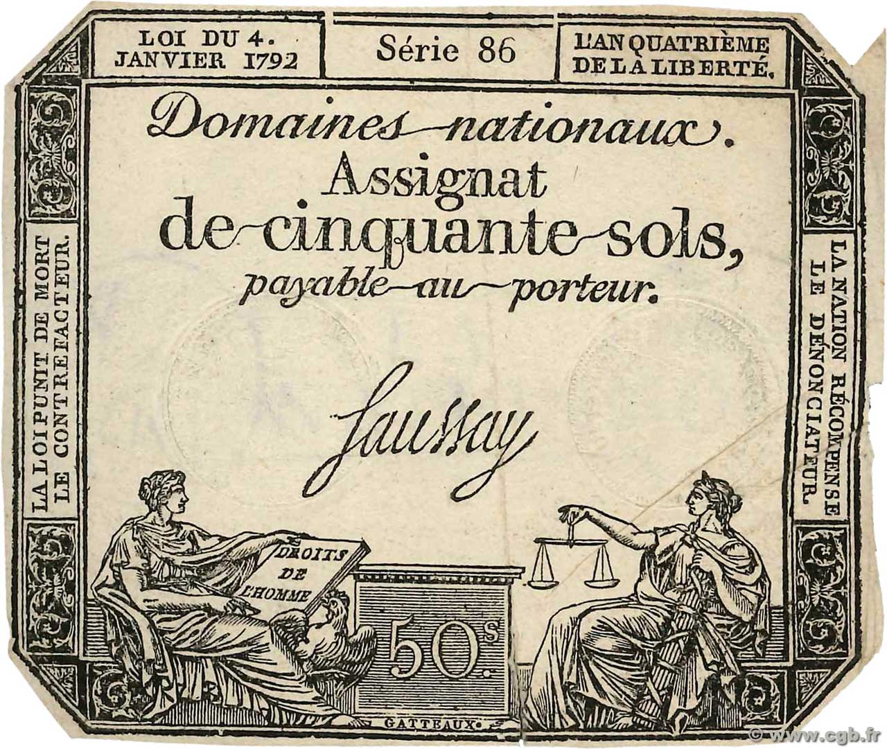 50 Sols FRANCE  1792 Ass.26a TB