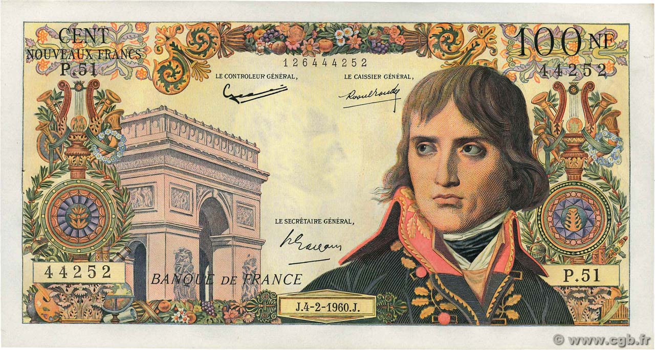 100 Nouveaux Francs BONAPARTE FRANCE  1960 F.59.05 XF+