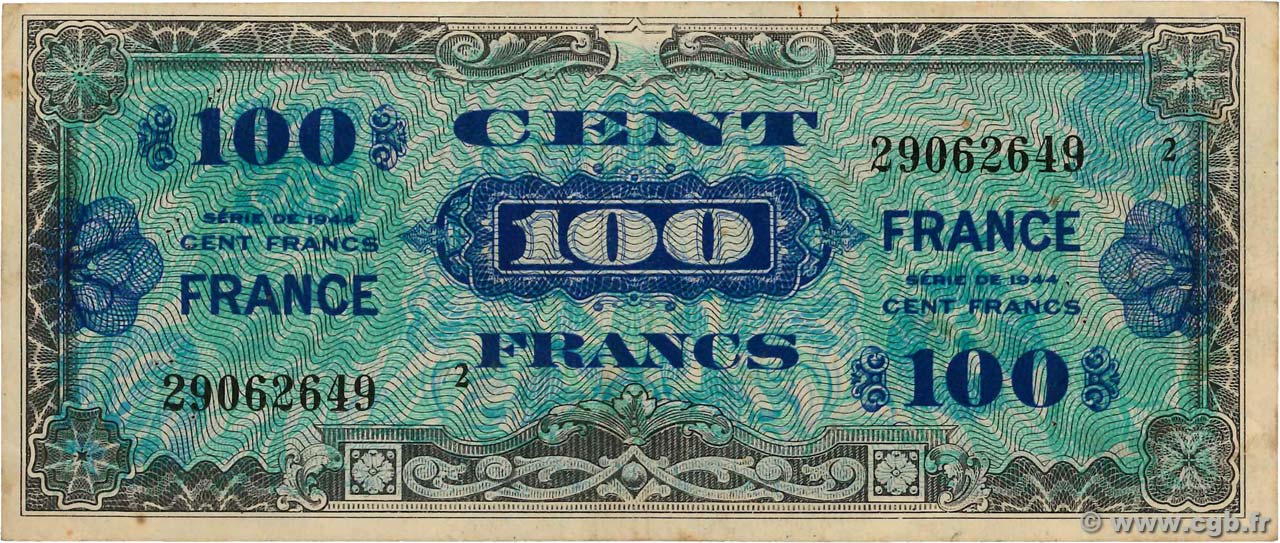 100 Francs FRANCE FRANCE  1945 VF.25.02 VF-