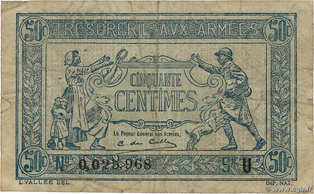 50 Centimes TRÉSORERIE AUX ARMÉES 1919 FRANCE  1919 VF.02.04 TB