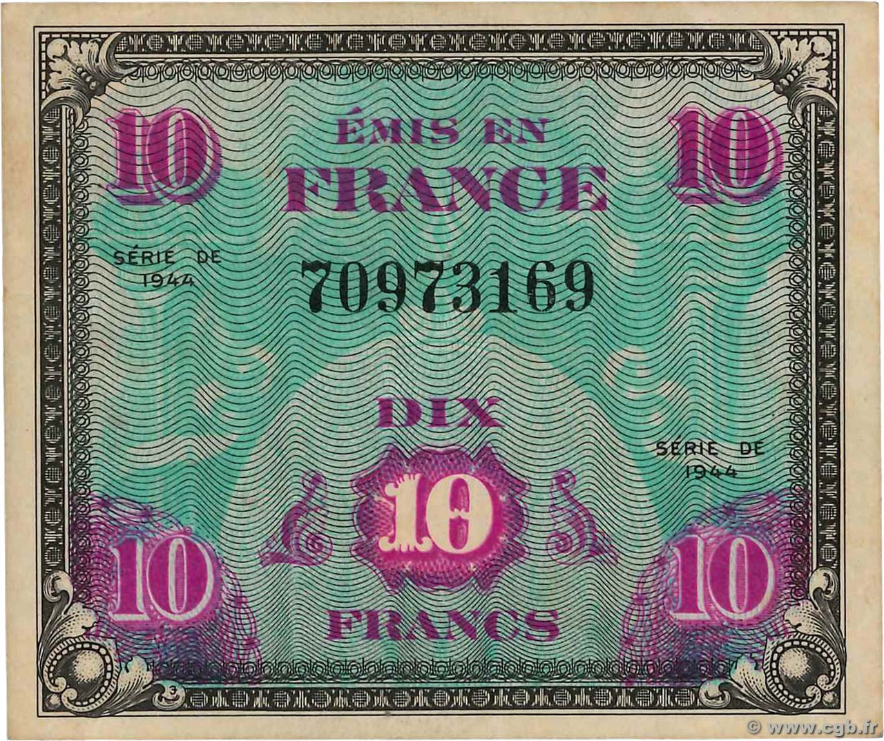 10 Francs DRAPEAU FRANCE  1944 VF.18.01 pr.SUP