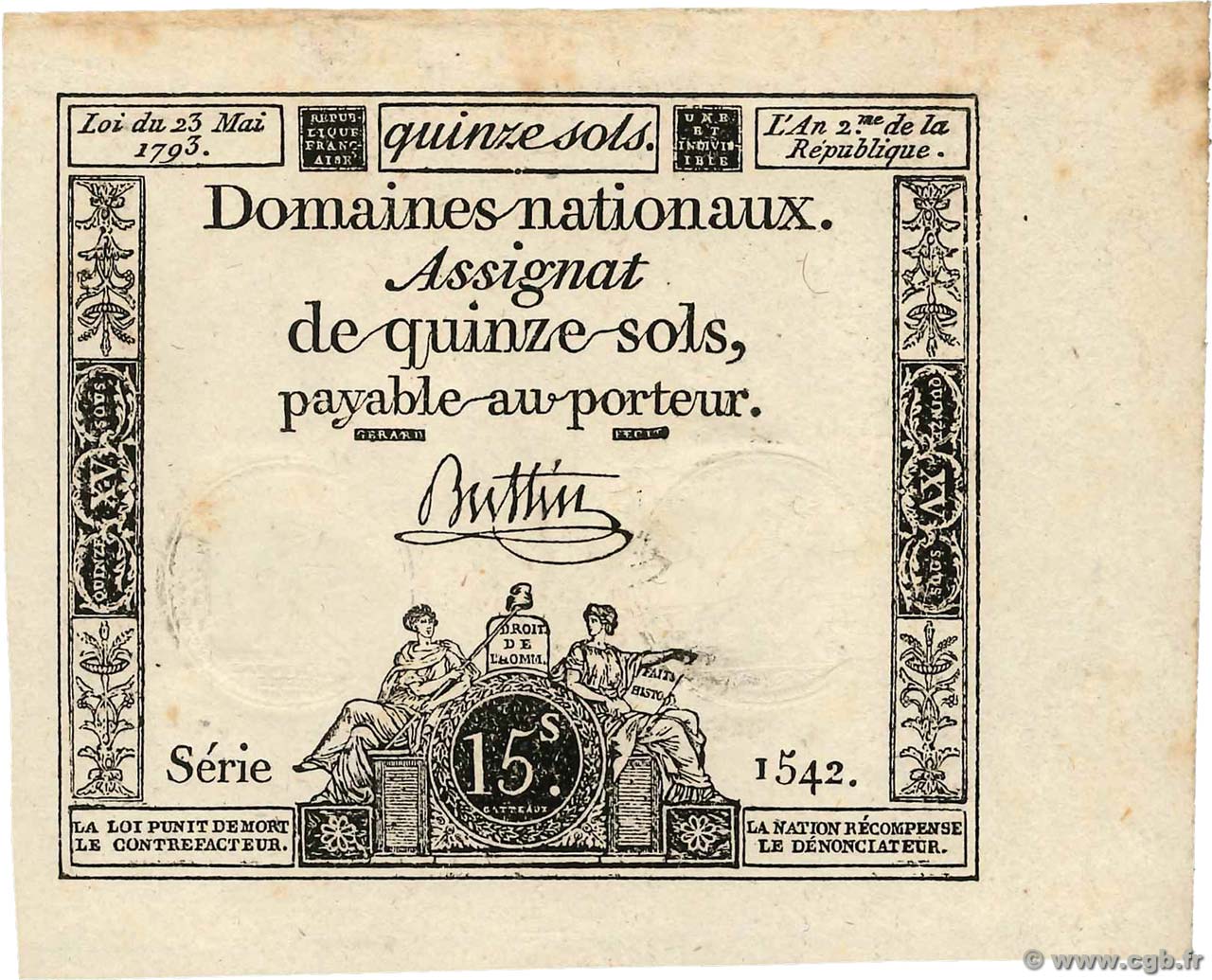 15 Sols FRANCE  1793 Ass.41b SUP