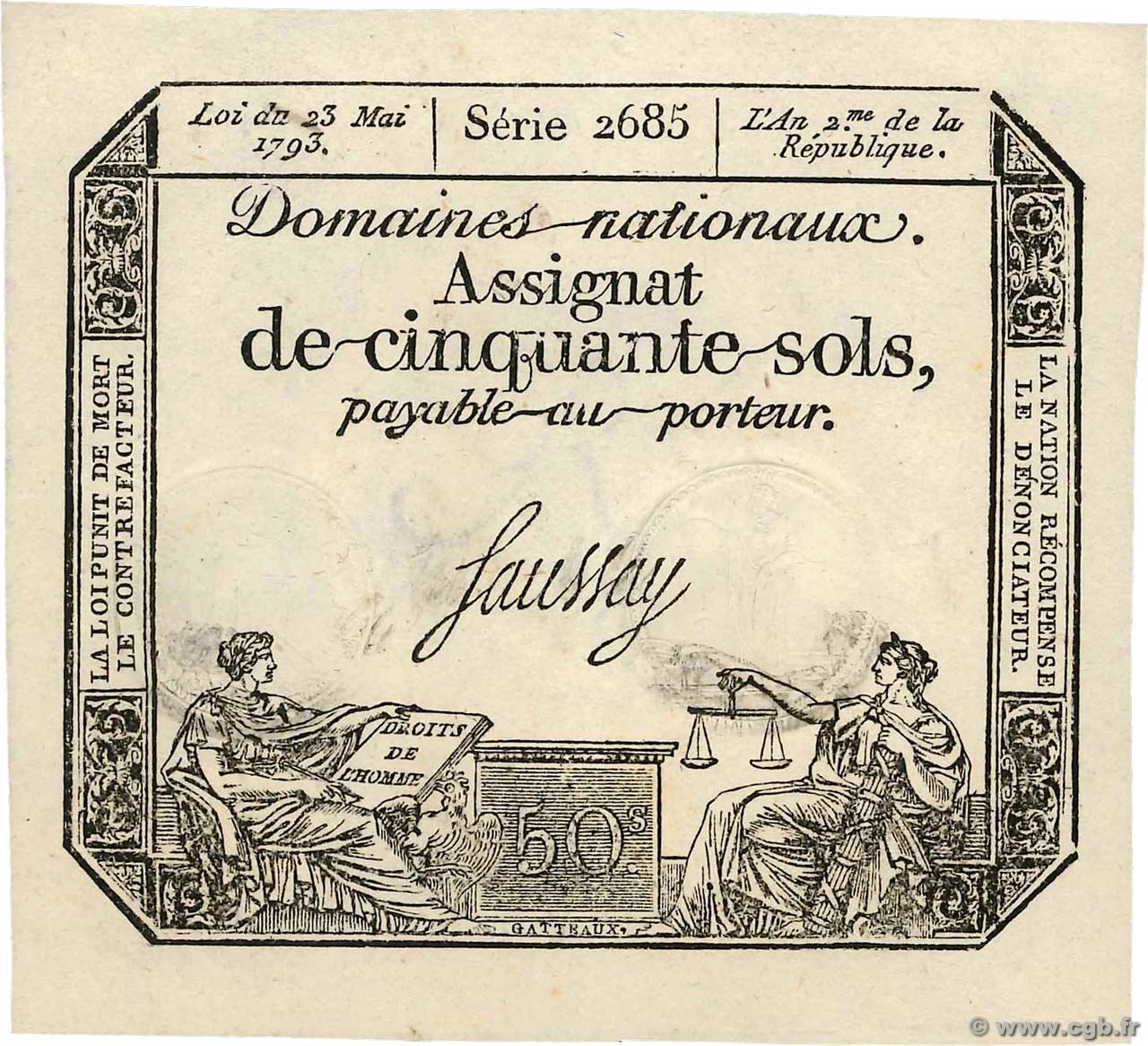 50 Sols FRANCE  1793 Ass.42c pr.SPL