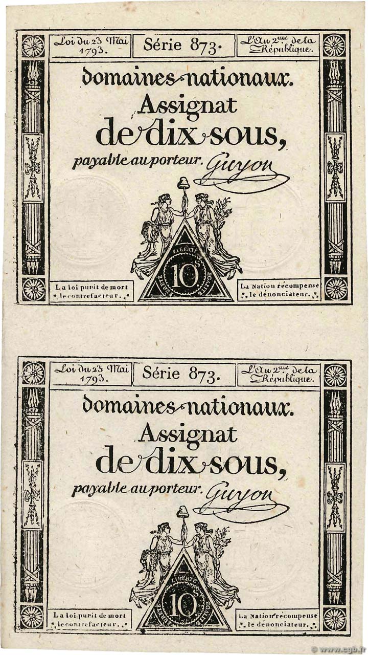 10 Sous variété FRANCE  1793 Ass.40c pr.NEUF