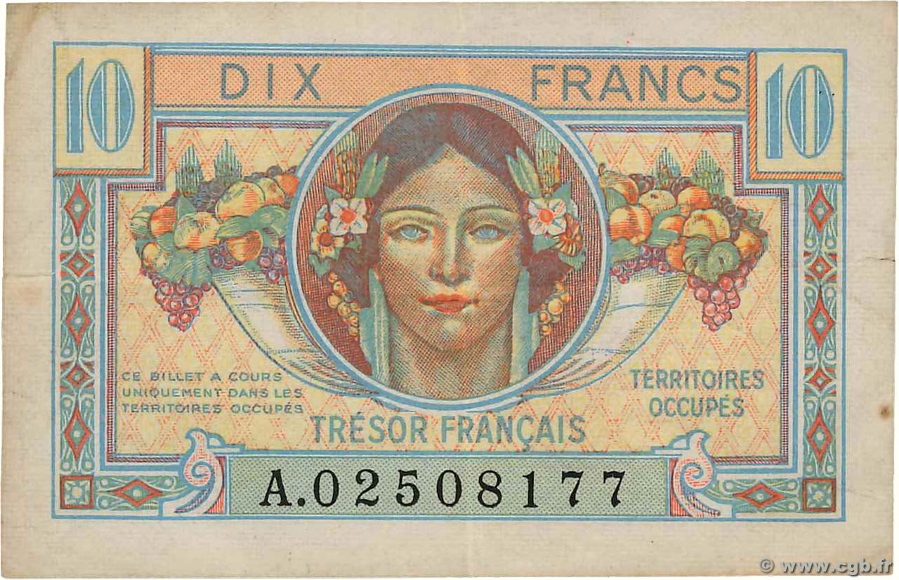 10 Francs TRÉSOR FRANÇAIS FRANKREICH  1947 VF.30.01 SS