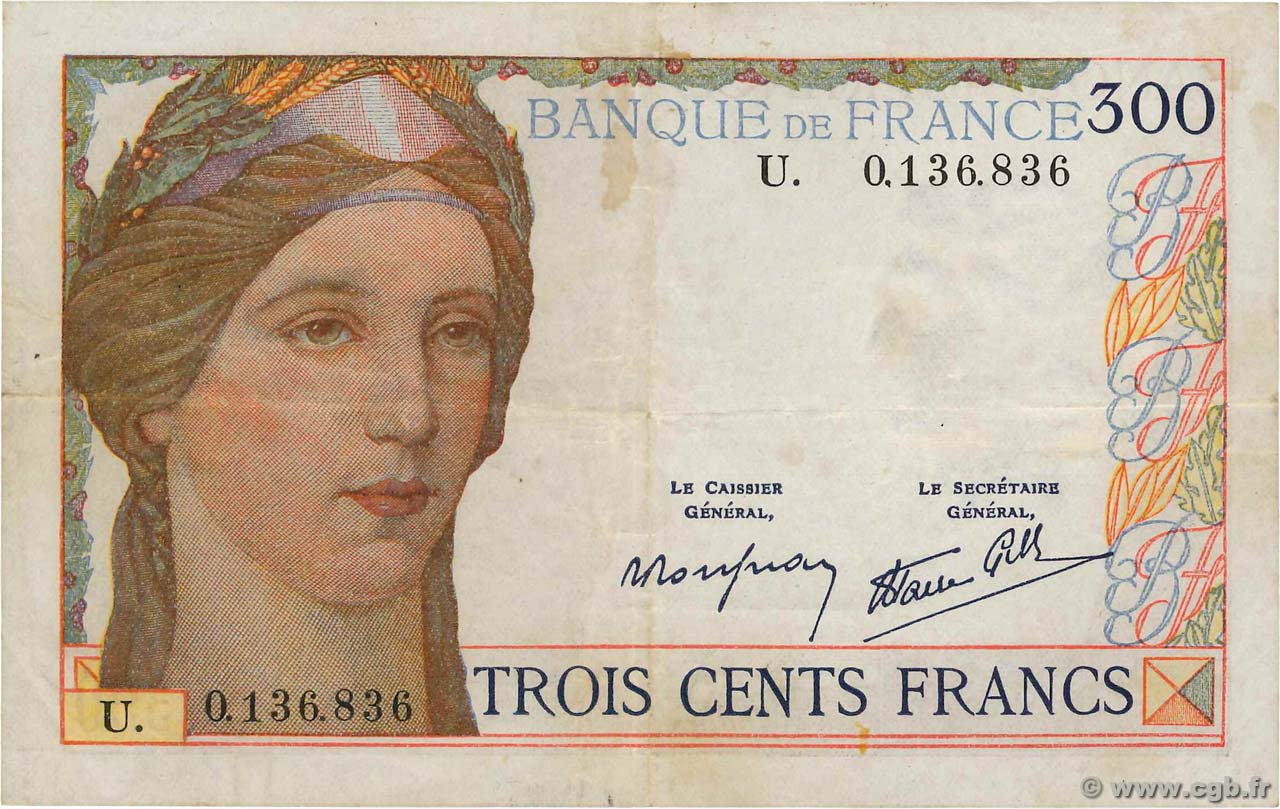 300 Francs FRANCE  1939 F.29.03 pr.TTB