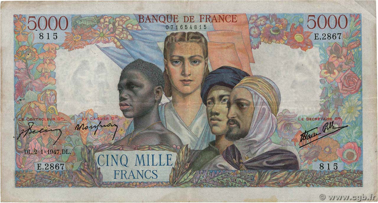 5000 Francs EMPIRE FRANÇAIS FRANCIA  1947 F.47.57 BC