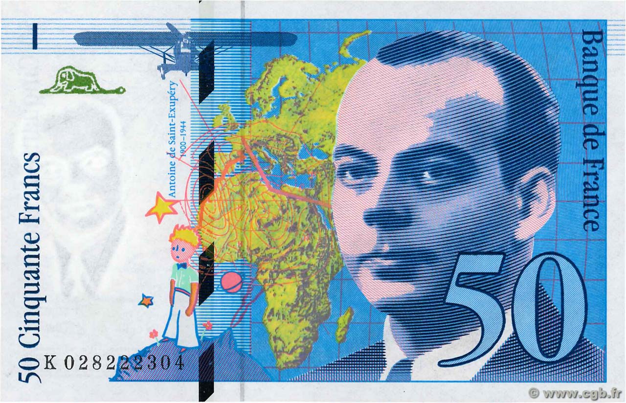 50 Francs SAINT-EXUPÉRY Modifié FRANCIA  1994 F.73.01d FDC