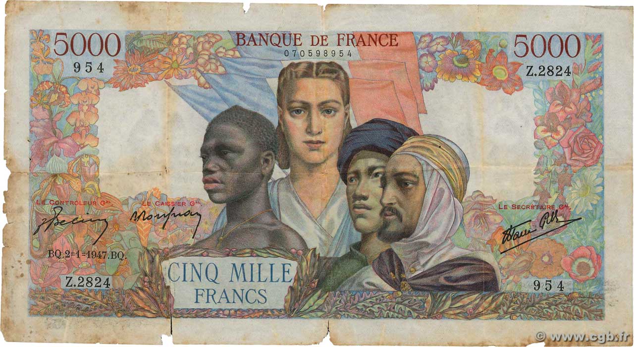 5000 Francs EMPIRE FRANÇAIS FRANCIA  1947 F.47.57 MC