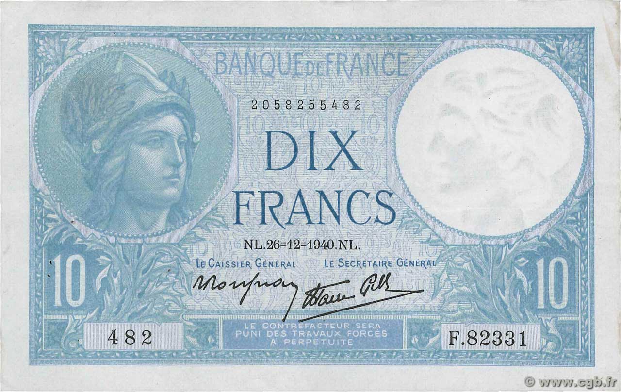 10 Francs MINERVE modifié FRANCIA  1940 F.07.25 MBC