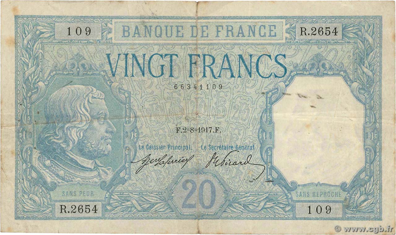 20 Francs BAYARD FRANCIA  1917 F.11.02 RC+