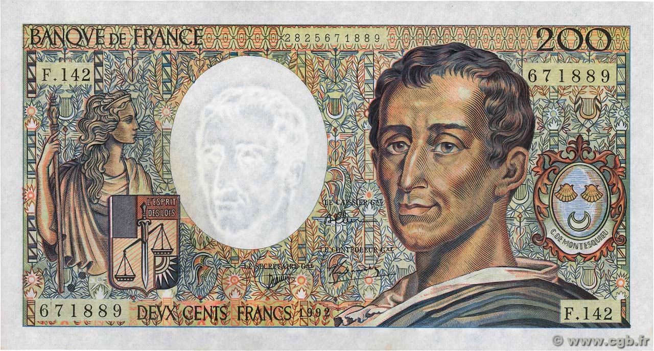 200 Francs MONTESQUIEU FRANCIA  1992 F.70.12c EBC+