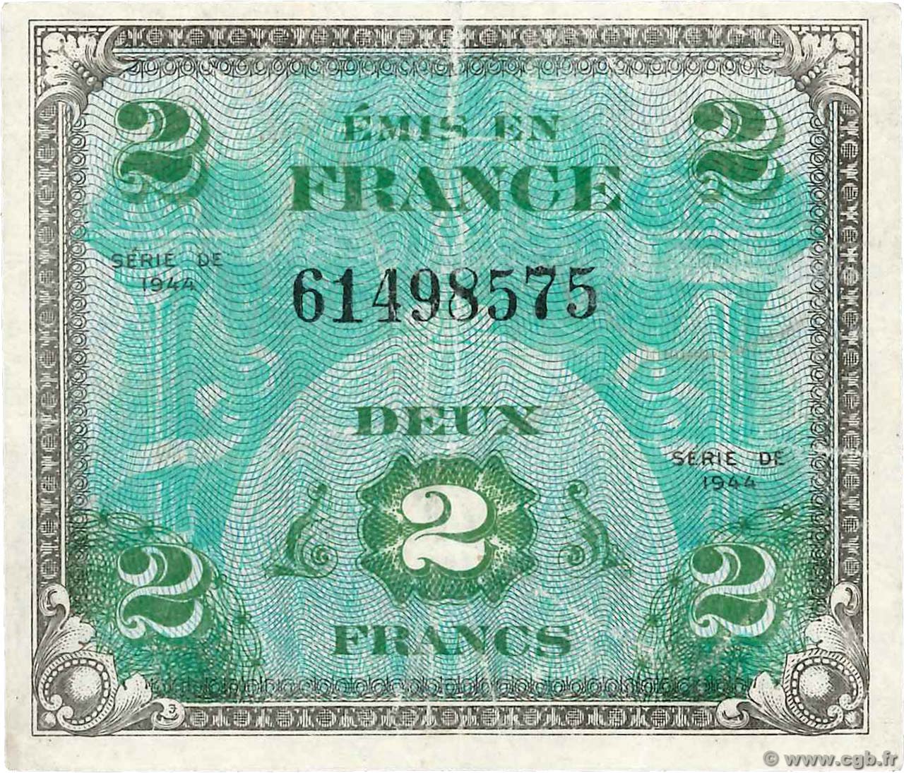 2 Francs DRAPEAU FRANKREICH  1944 VF.16.01 S
