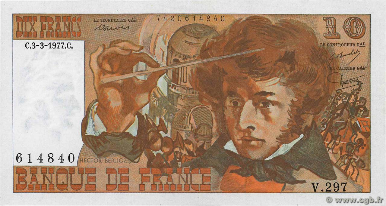 10 Francs BERLIOZ FRANCIA  1977 F.63.21 AU