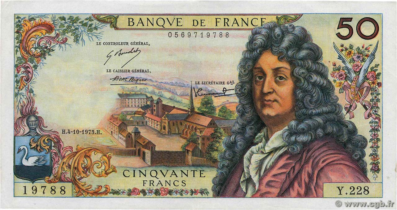 50 Francs RACINE FRANCIA  1973 F.64.24 q.SPL