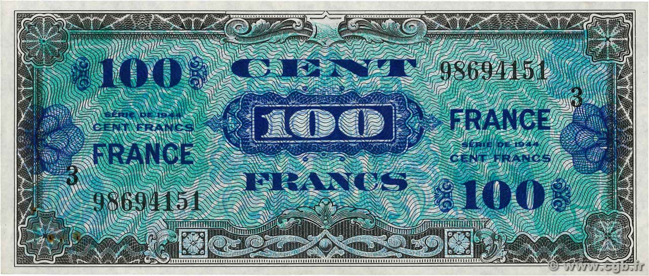 100 Francs FRANCE FRANCIA  1945 VF.25.03 SPL