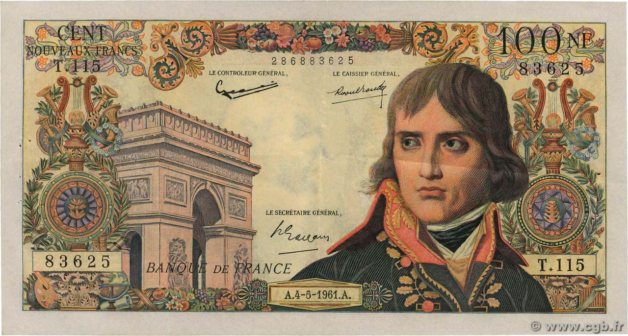 100 Nouveaux Francs BONAPARTE FRANCIA  1961 F.59.11 q.SPL